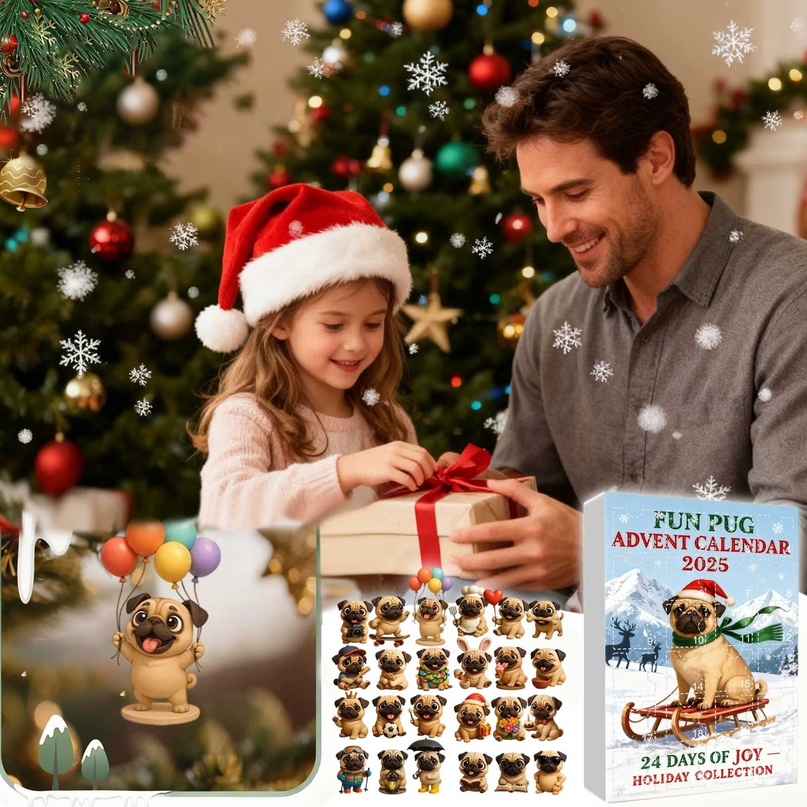 Calendario dell'Avvento 2D 2025 - Set calendario dell'Avvento da 24 pezzi, include decorazioni da appendere e scatola cieca a sorpresa - 3