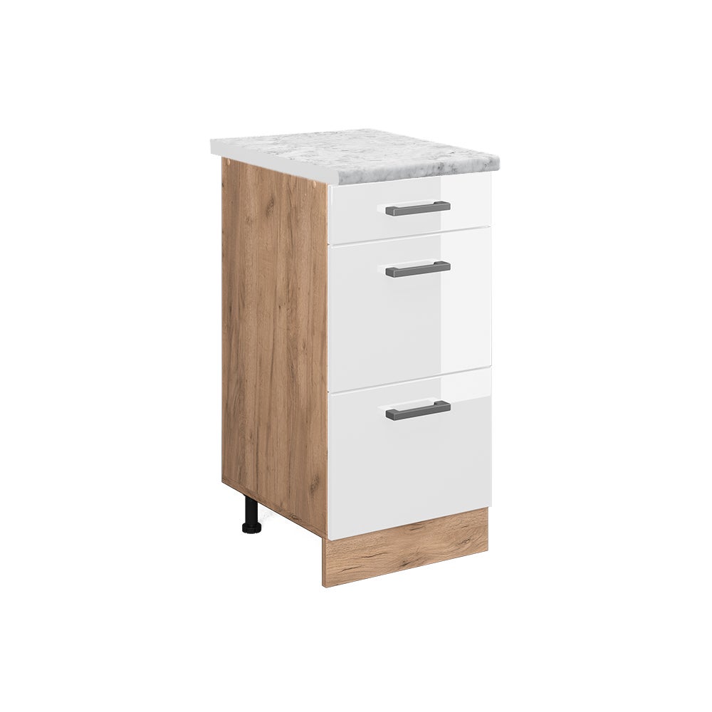 Vicco Szafka dolna do kuchni R-Line, Biały wysoki połysk, 40 cm BR Marmur
