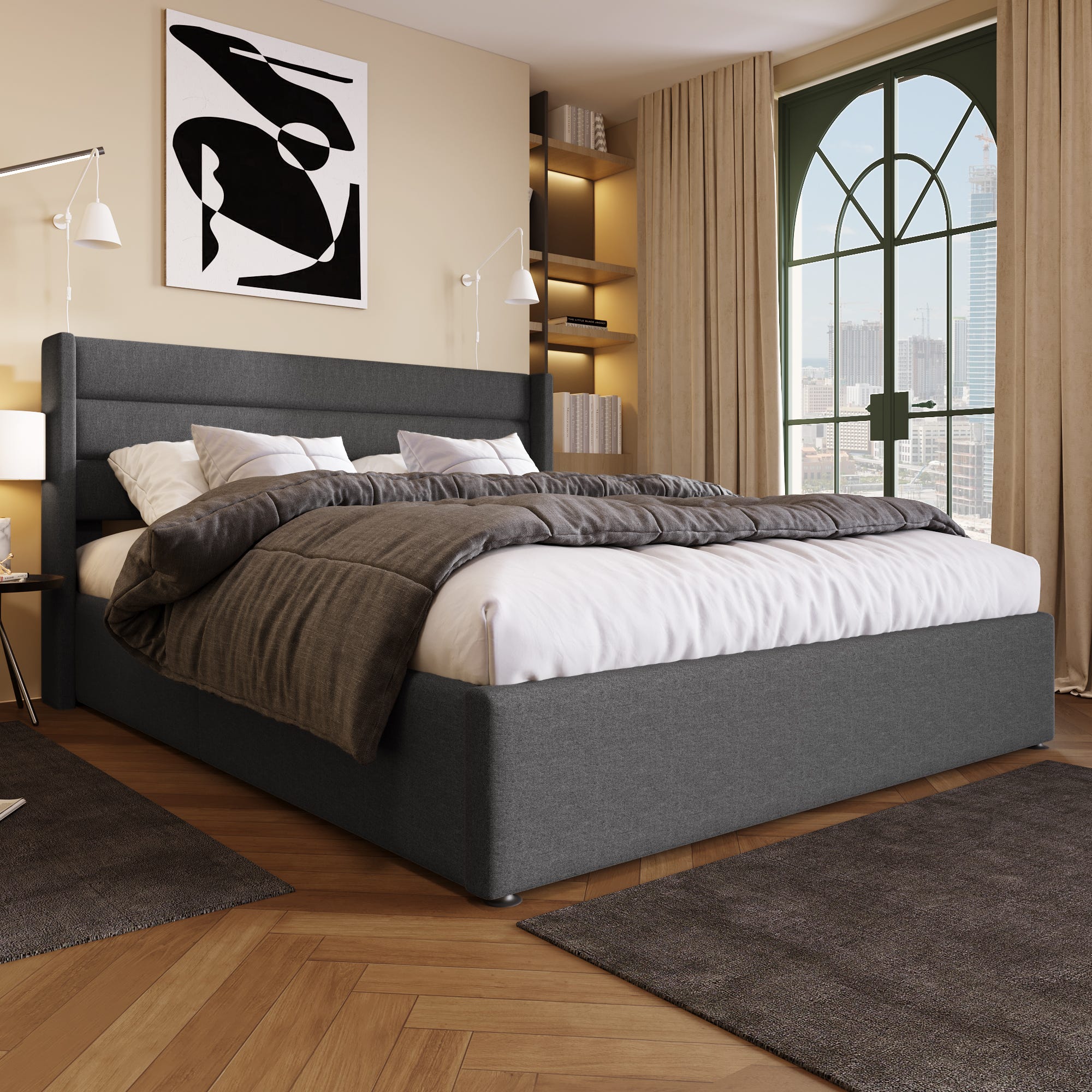 vidaXL Cadre de Lit avec Tête de Lit, Lit Double avec Sommier à Lattes, Lit Adulte, Meuble de Chambre à Coucher, 180x200 cm 3216191 vidaXL Cadre de Lit avec Tête de Lit, Lit Double avec Sommier à Lattes, Lit Adulte, Meuble de Chambre à Coucher, 180x200 cm 3216191