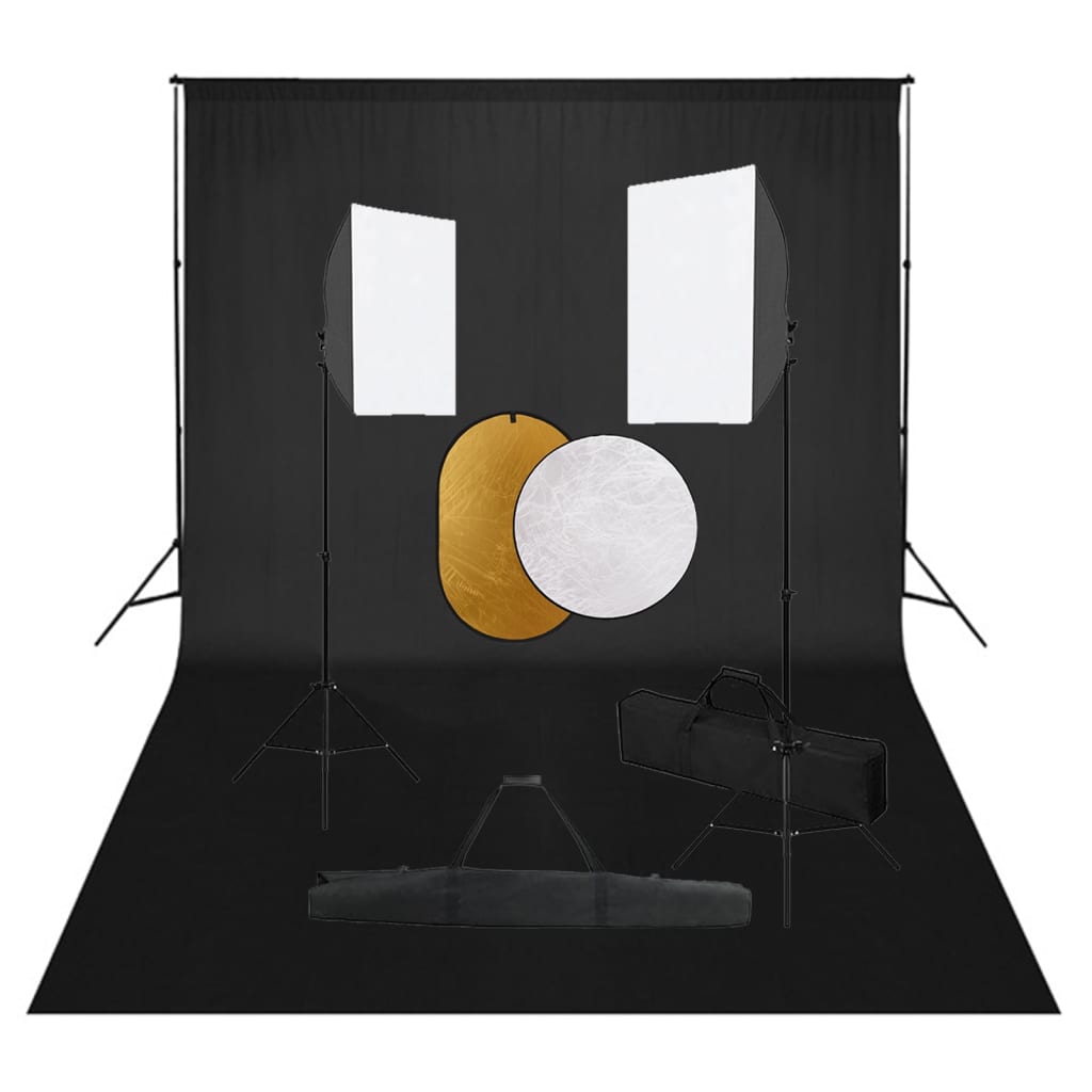 Kit de estudio fotográfico con luces softbox, fondo y reflector vidaxl