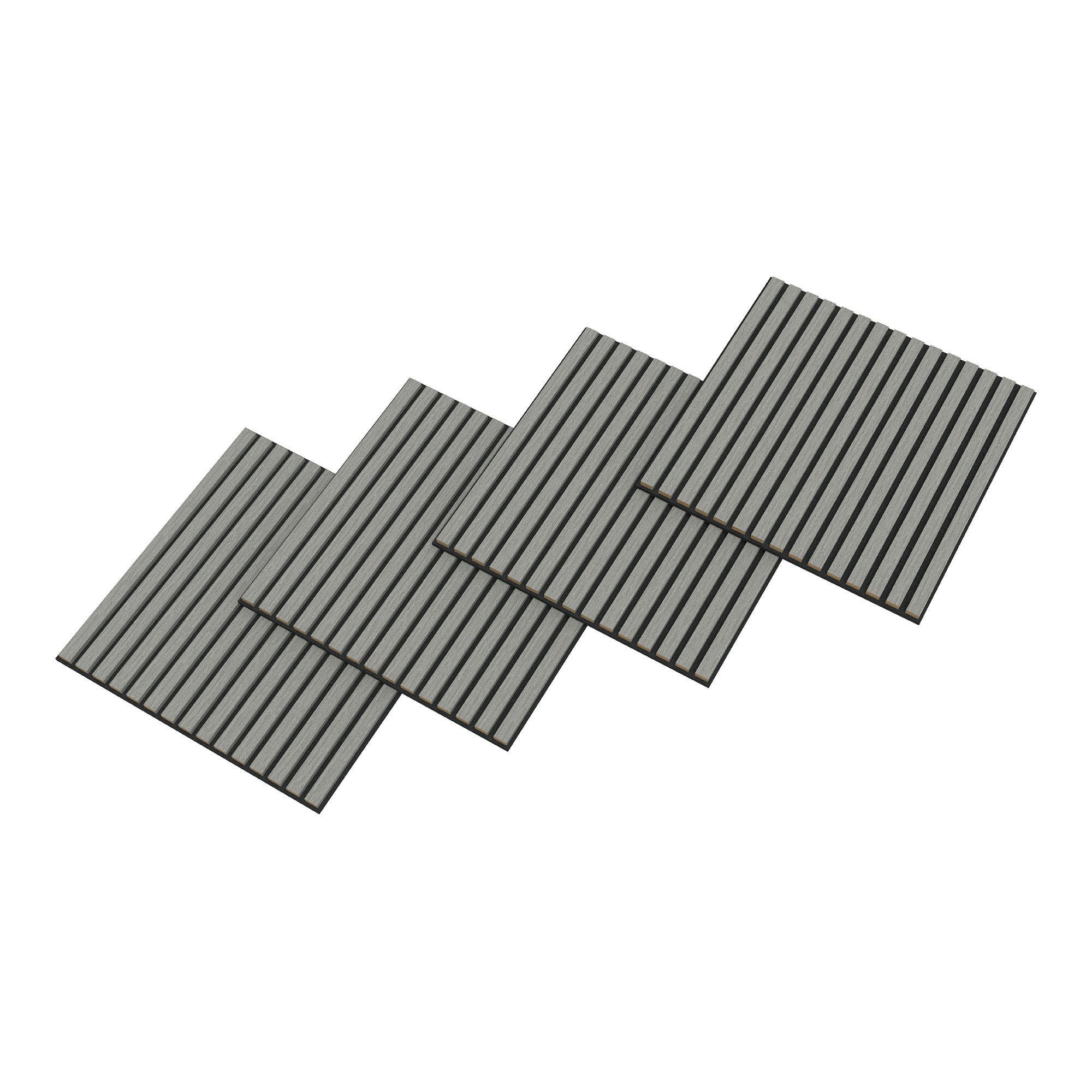 Conjunto de 4 painéis acústicos 3D Vang com lâminas lineares 1,44 m² Carvalho cinzento claro [NEU.HOLZ] - 3