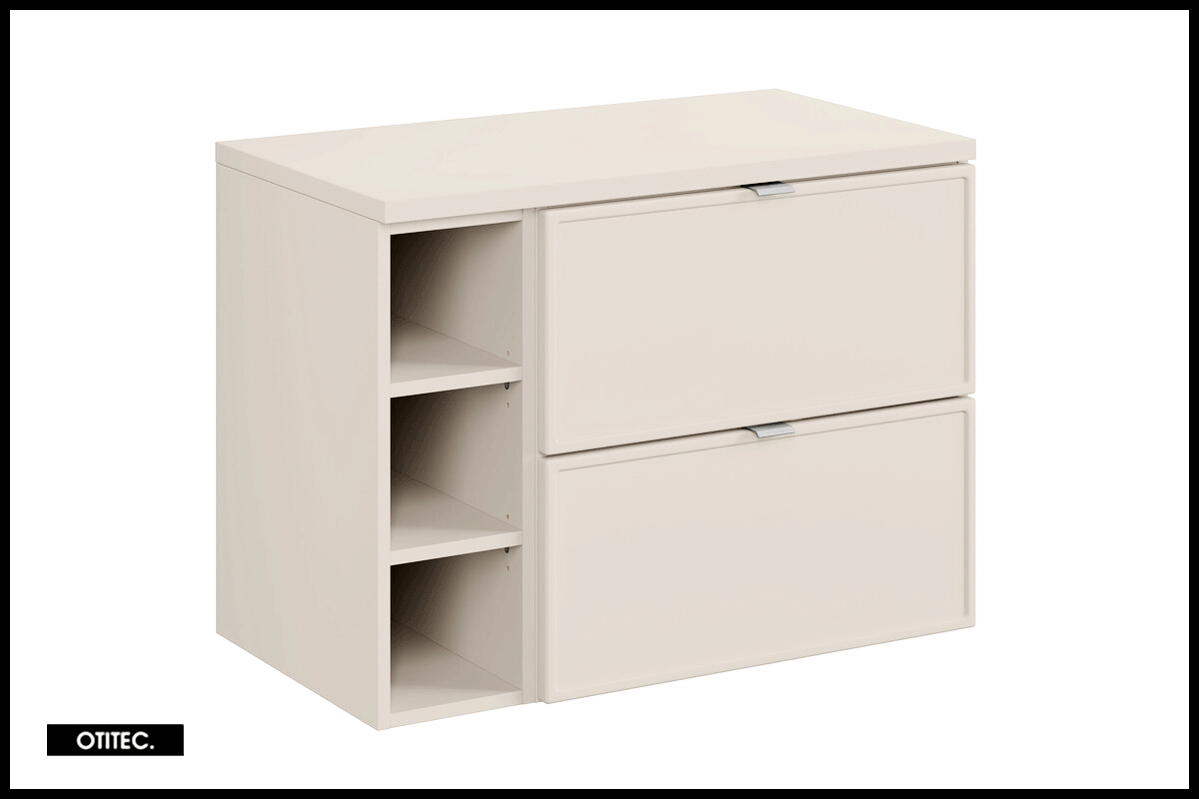 Szafka pod umywalkę nablatową BELLA CASHMERE 60cm kaszmirowa - zestaw 80 cm z regałem i blatem