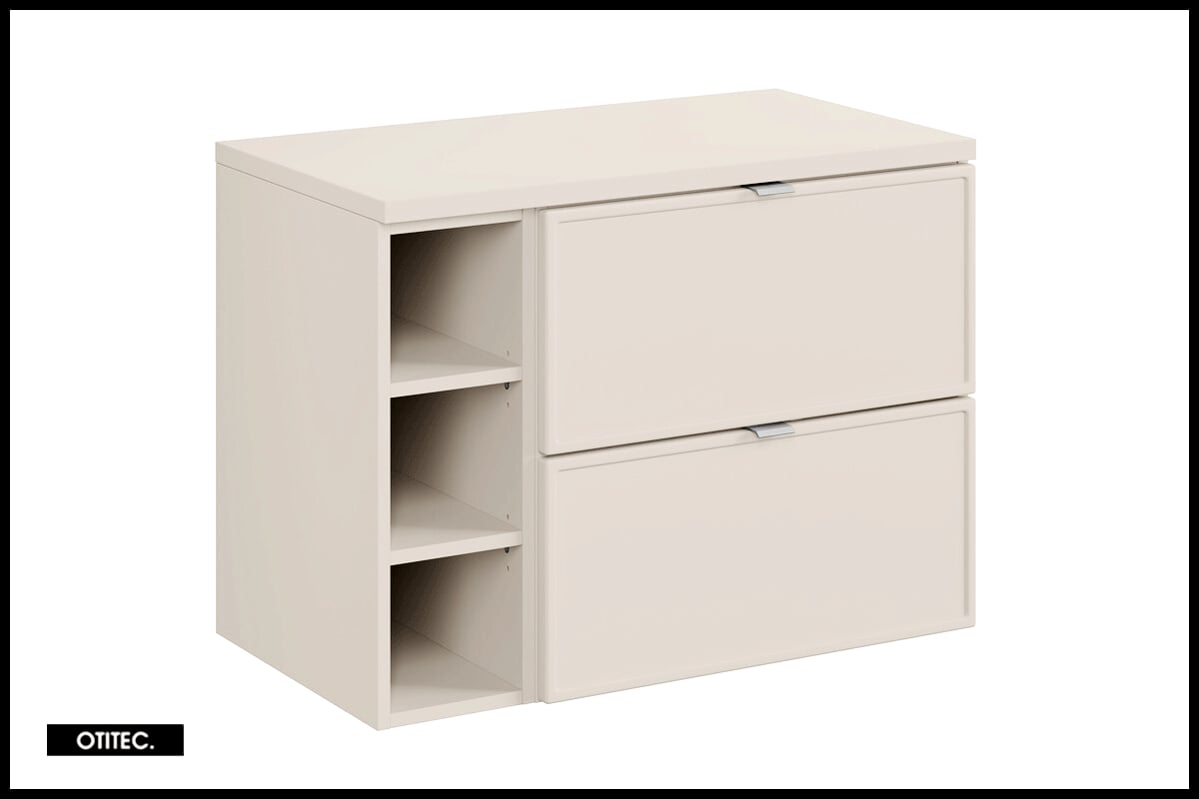 Szafka pod umywalkę nablatową BELLA CASHMERE 60cm kaszmirowa - zestaw 80 cm z regałem i blatem