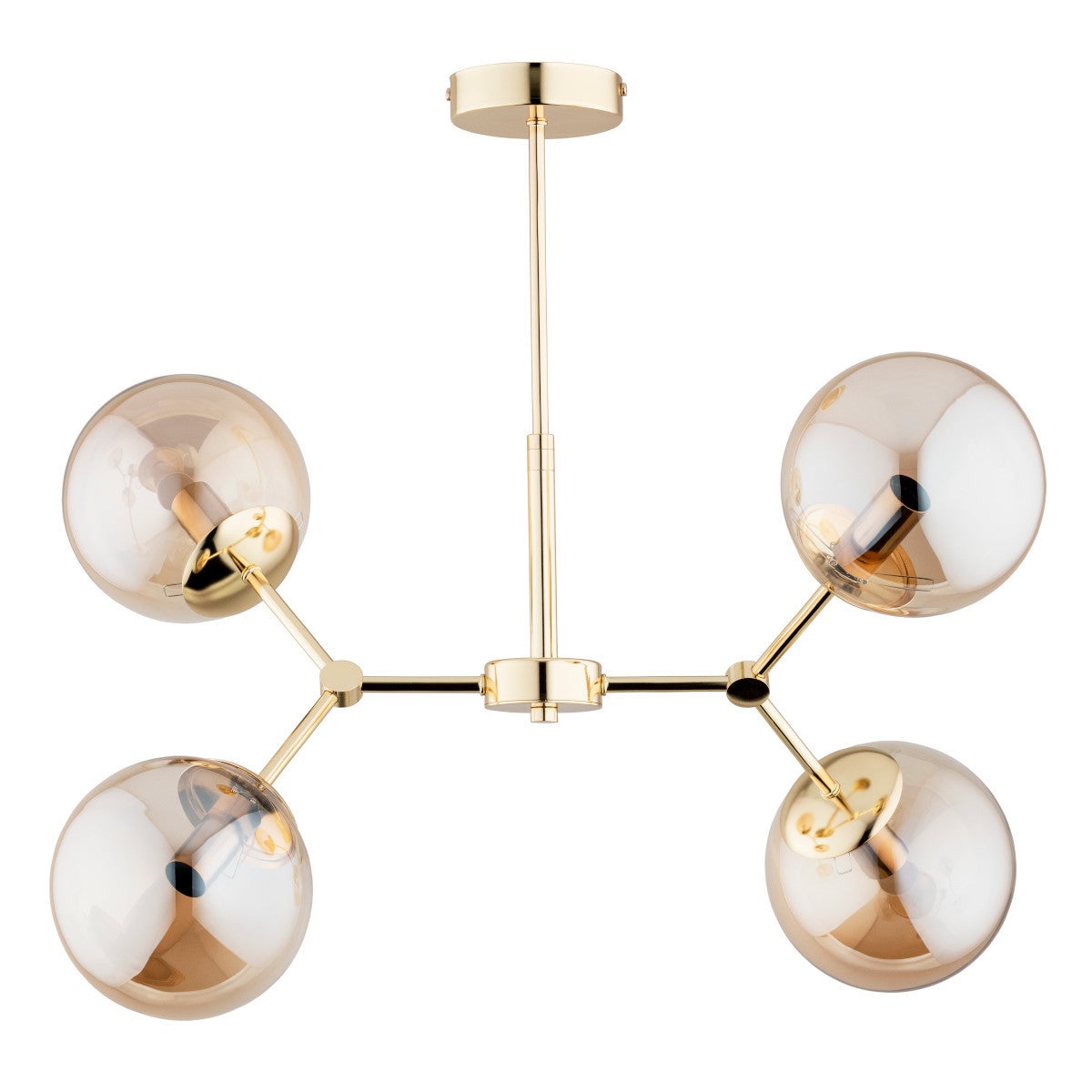 Lampa wisząca Foton złoto-bursztynowy 4xE14x10W nowoczesna wym: 51 x 38 x 60 cm szkło Alfa