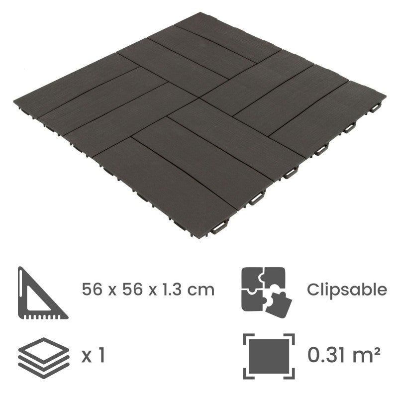 Dalle clipsable jardin finition bois 