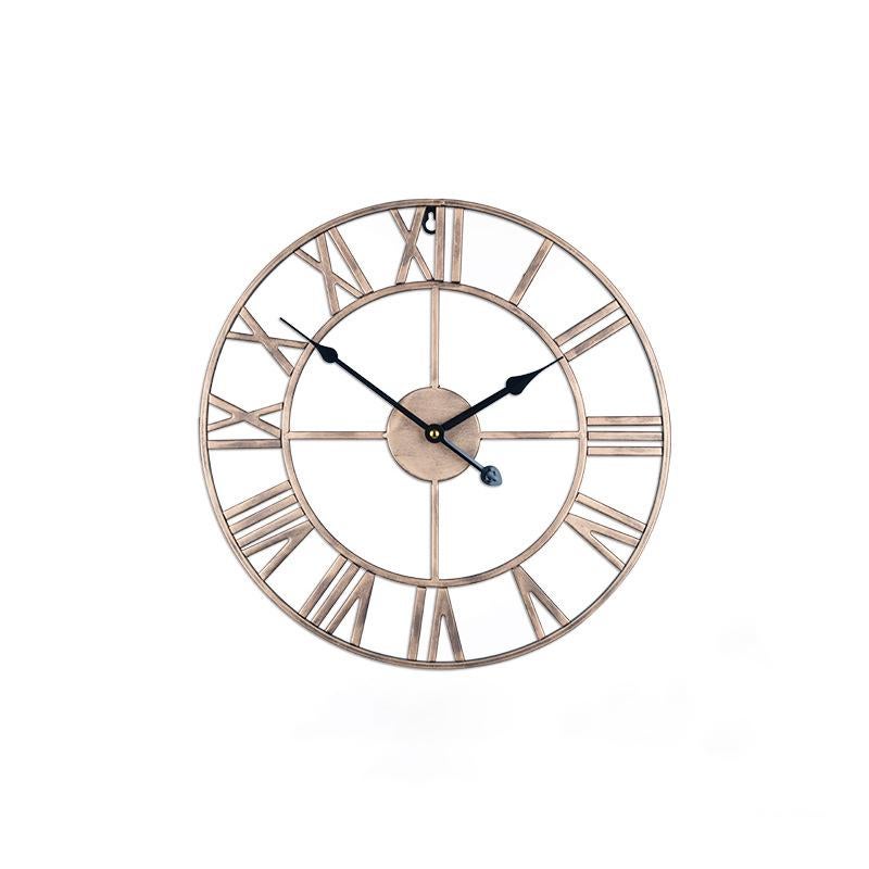 Reloj de pared vintage silencioso con números romanos, metal
