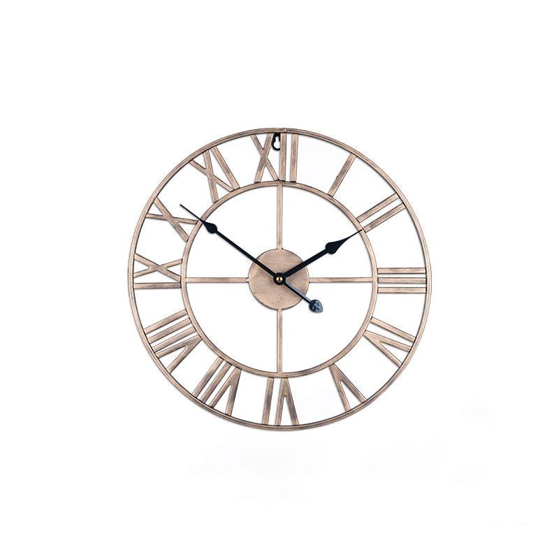 Reloj de pared vintage silencioso con números romanos, metal