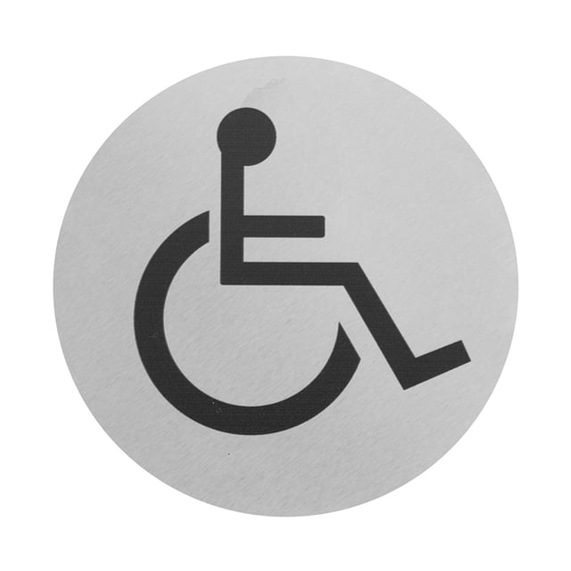 Targhetta wc persone disabili in alluminio spazzolato fissaggio con biadesivo