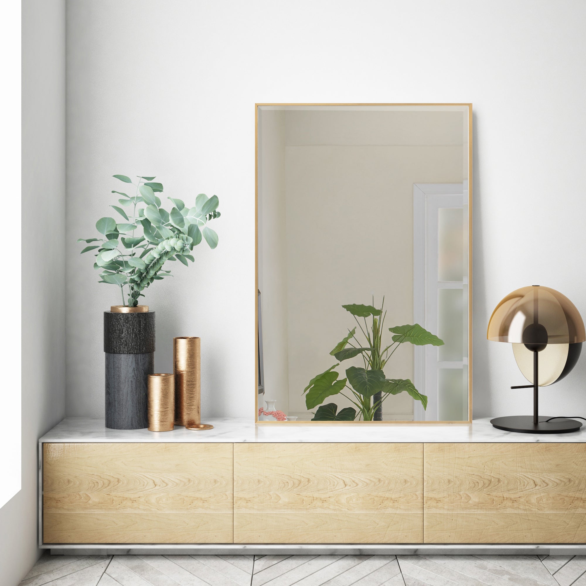 COSTWAY Specchio da Parete Rettangolare 90 x 60 cm, Specchio Decorativo