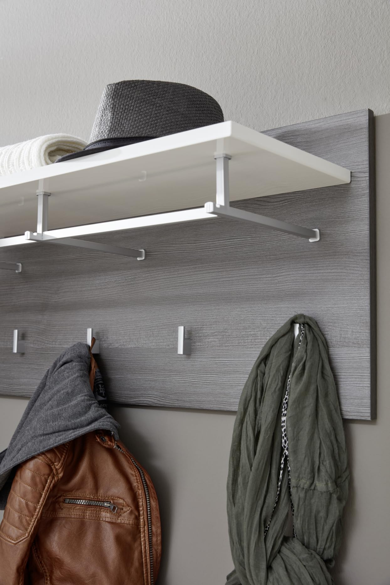 Porte-manteau 4 crochets mélaminé blanc et gris Bezzi - 7