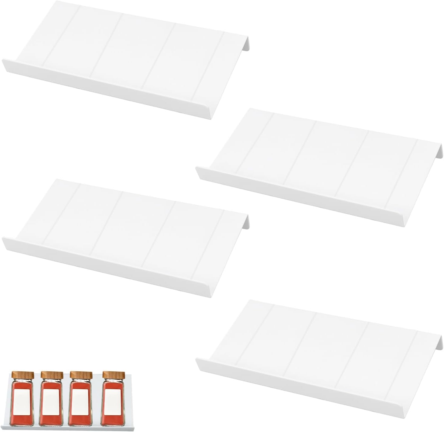 Organisateur Épices En Escalier Pour Tiroir - Lot De 6, Blanc, 23.5x11.5 Cm - PP, Empilable
