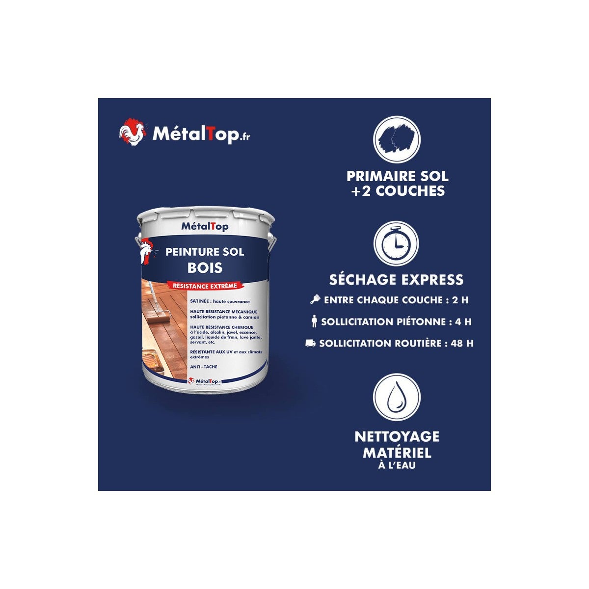 Peinture Sol Bois - Gris vert - RAL 7009 - 5 L - Métaltop - 4