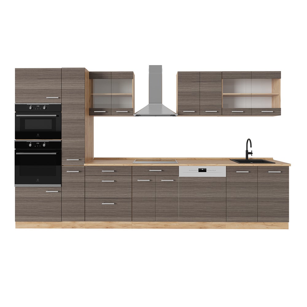 Cuisine équipée kitchenette Blanc Gris Malia 210 CM 4260683871922