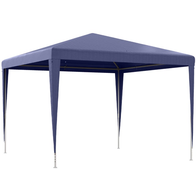 Tonnelle de jardin 3x3 bleue démontable, barnum 293x293 cm avec structure en acier & toile PE pour terrasse, patio, fête et marché