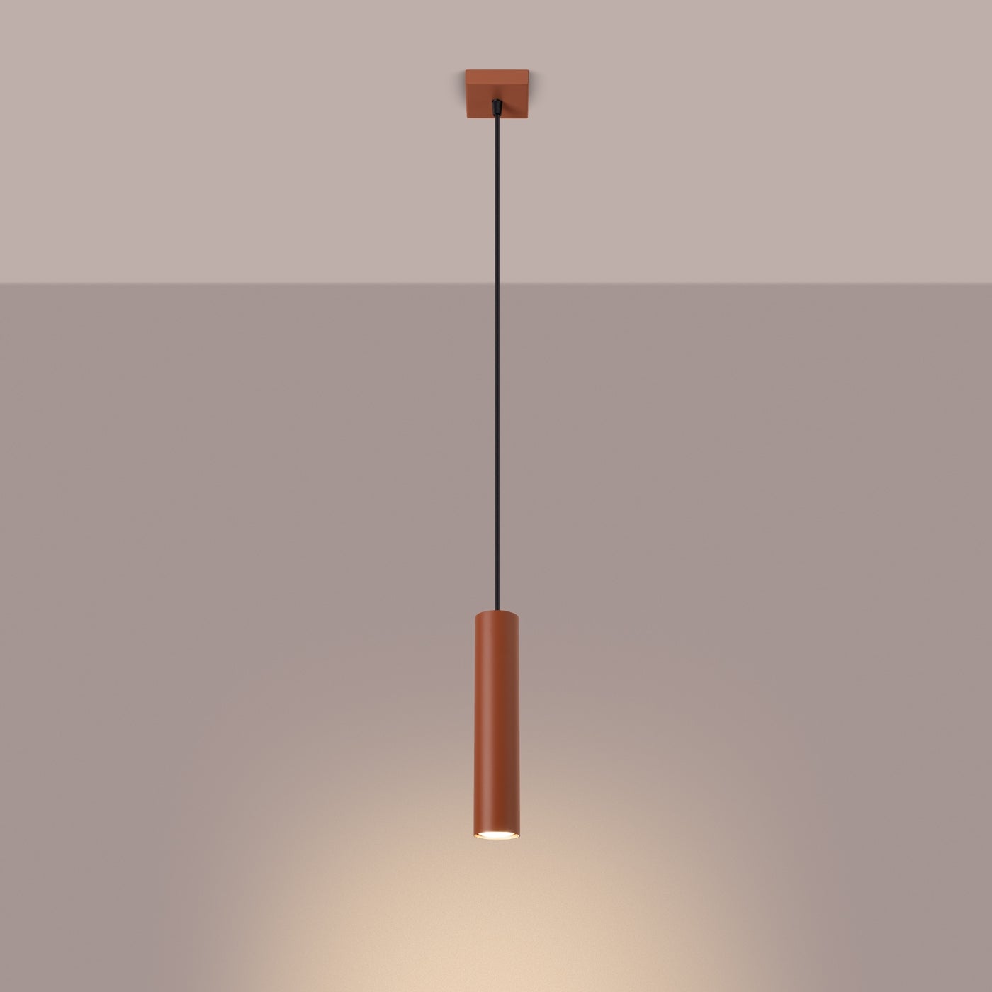 Lampa wisząca TORIS 1 ochra czerwona LED 3000K - 8x8x118cm Sollux