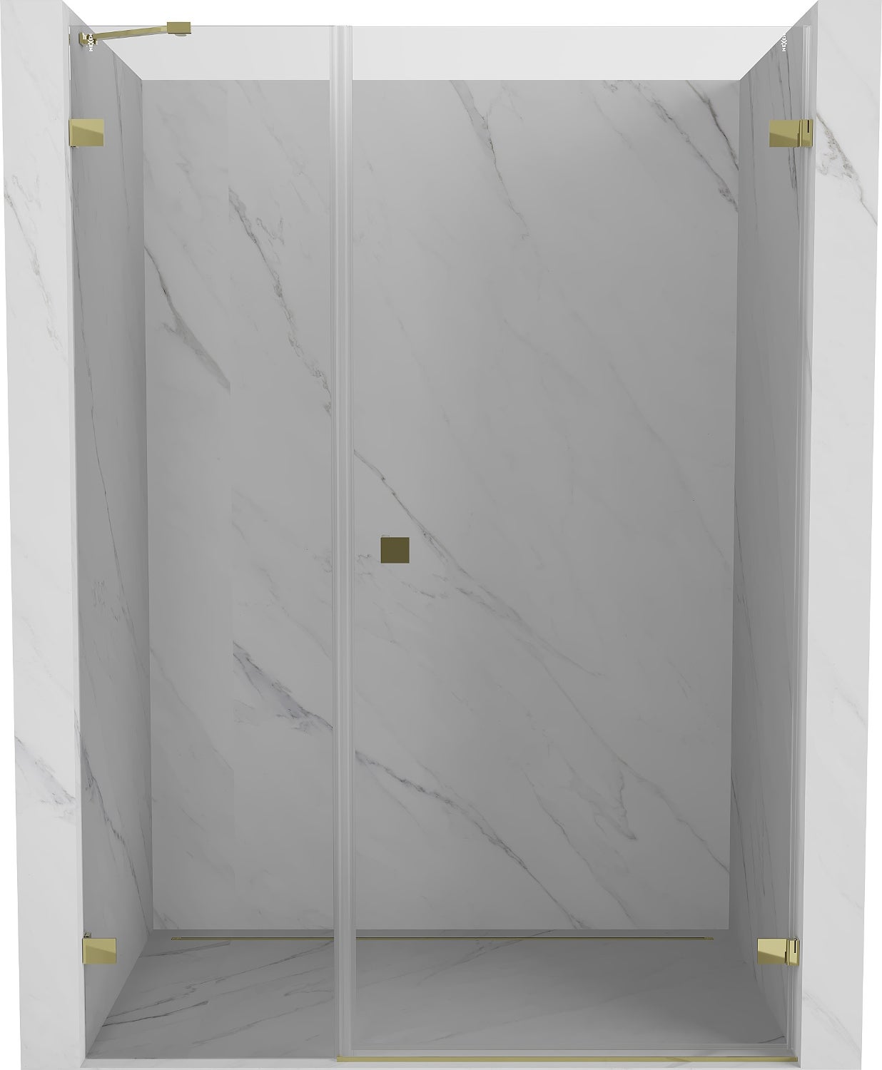 Mexen Lunar-B drzwi prysznicowe uchylne prawe 150 cm, transparent, złote - 832S-150-050-50-00-P