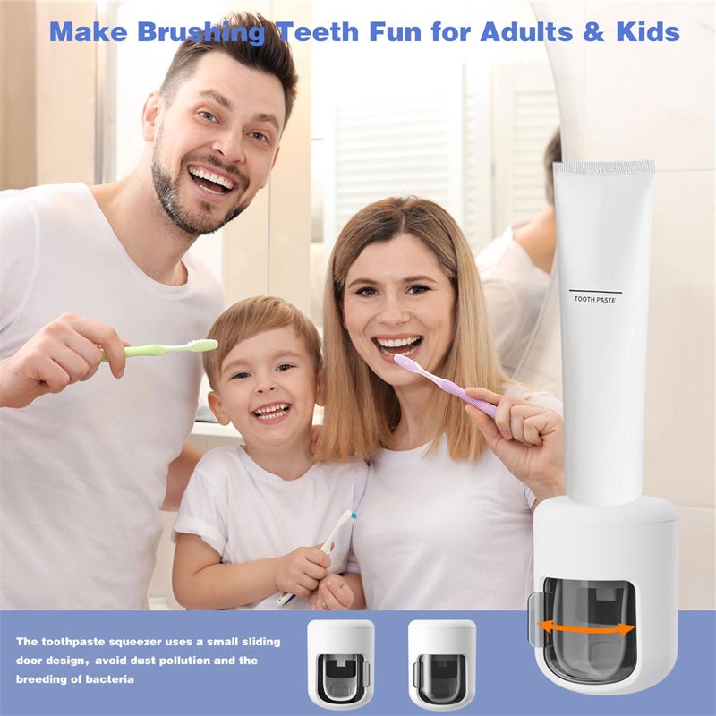 Distributeur automatique de dentifrice, porte-brosse à dents anti-poussière, support mural, accessoires de salle de bain, presse-dentifrice - 3