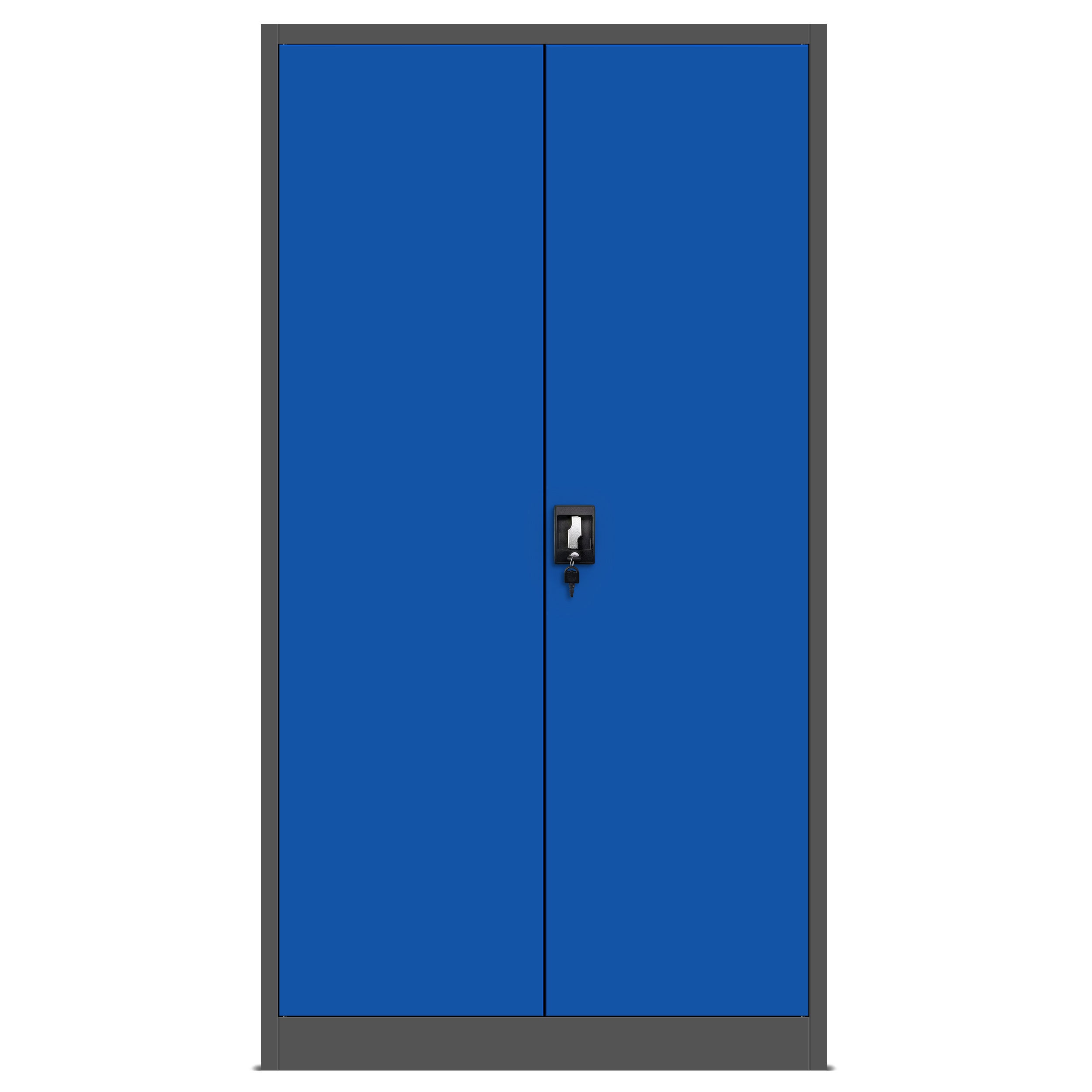 Armoire de Bureau de Rangement Métallique 4 étagères réglables 195 cm x 90 cm x 40 cm Anthracite-Bleu - 3