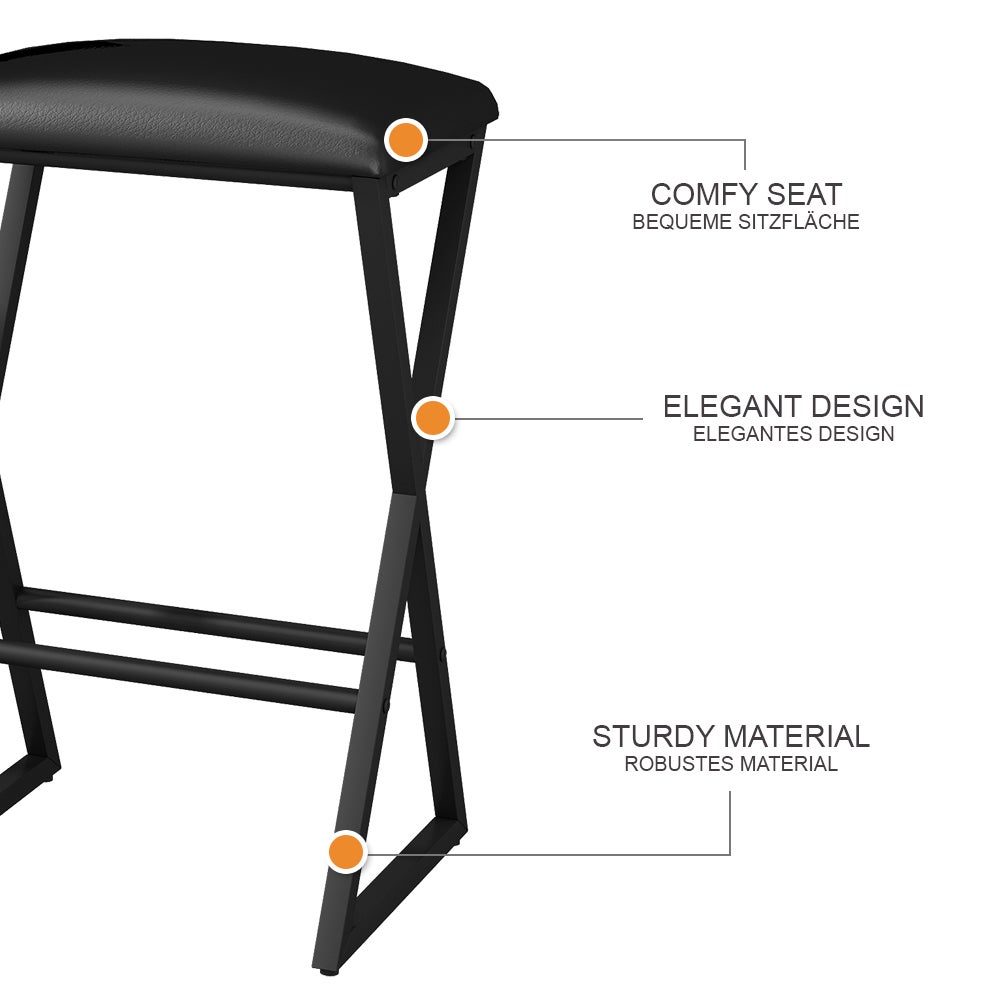 Vicco Stołek barowy zestaw 2 Vault, Czarny, 40 x 64 cm 2 części - 9