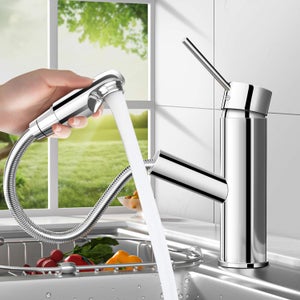 Robinet de Cuisine Mural, Mitigeur Rotatif à 360 °avec Trou de Montage Réglable (130mm-170mm