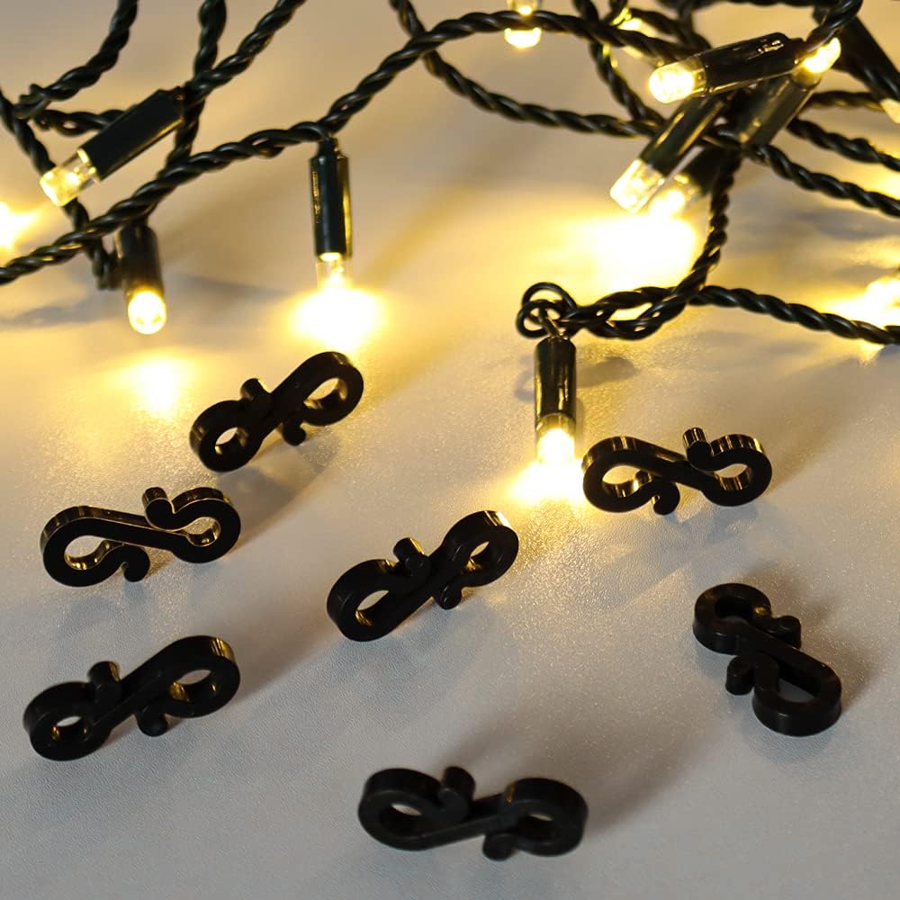 Paquet de 100 crochets de gouttière noirs pour suspendre des guirlandes lumineuses extérieures et des lumières de Noël à Noël - 4