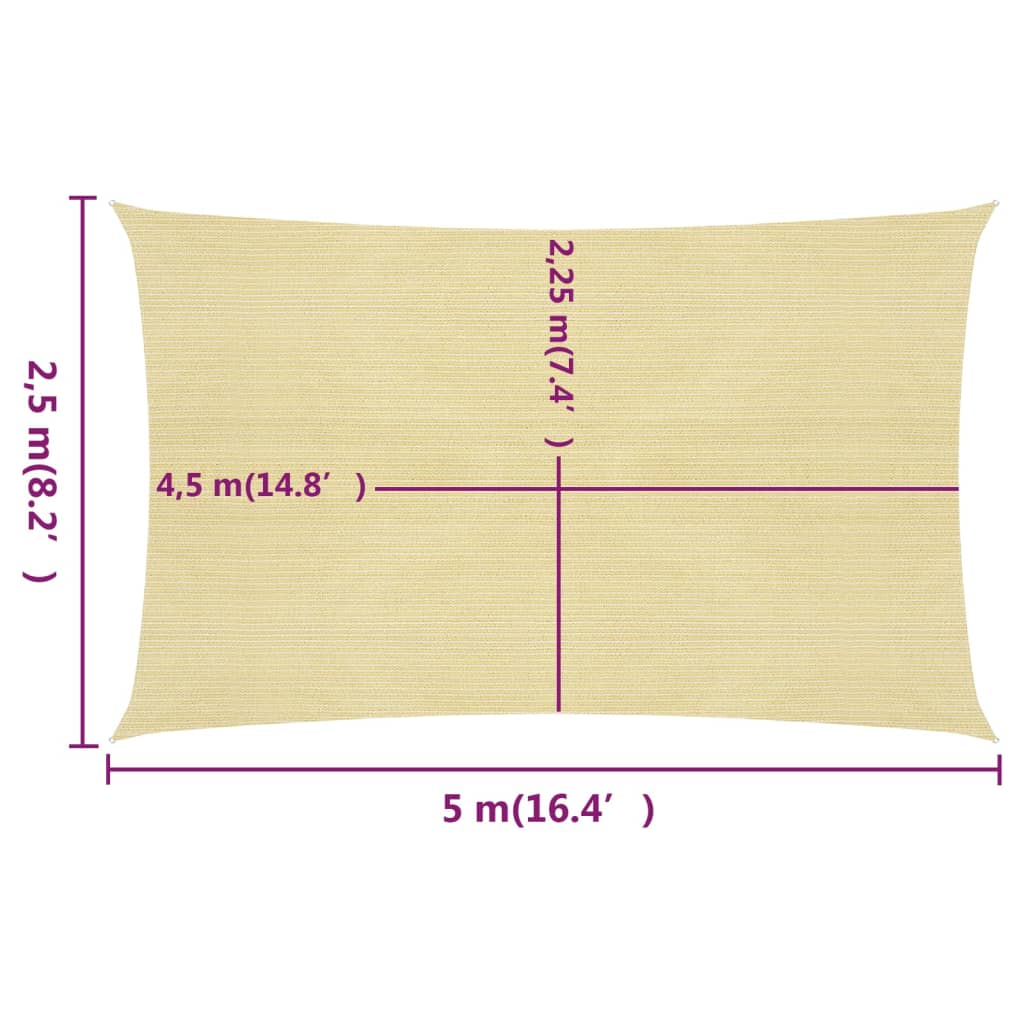 Vela ombreggiante 160 g/m² beige 2,5 x 5 m HDPE 02_0008957 - 6