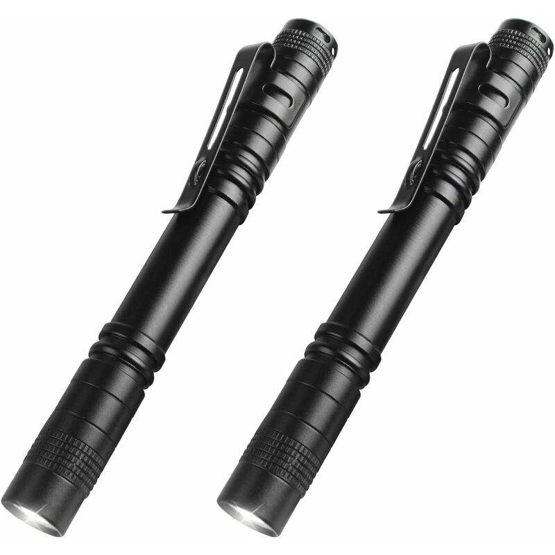 2 PCS Haute Lumens LED Lampe de Poche, Mini Lampe de Poche Portable en Forme de Stylo, Mini Pocket Pen Torche Lampe (Piles Non Incluses) | Leroy Merlin