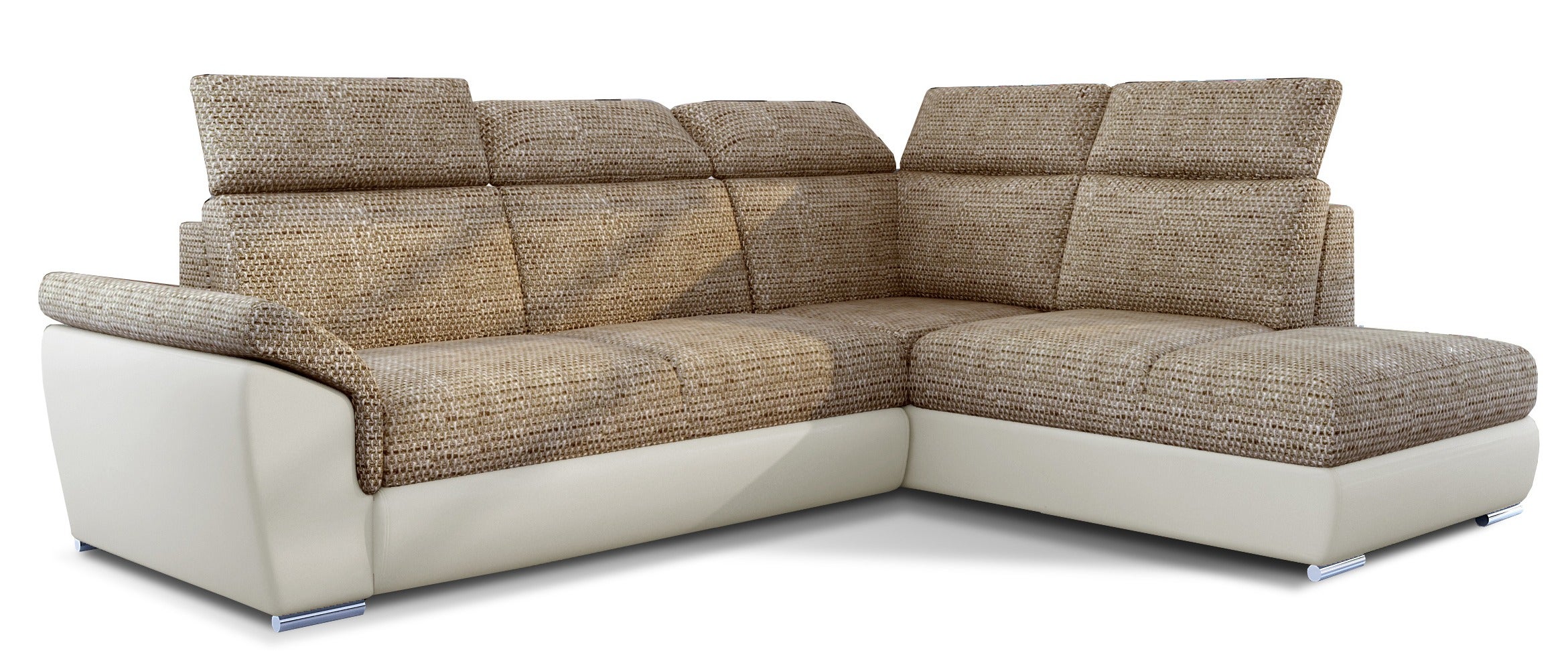 Vente-unique - Canapé d'angle Droit Convertible en Tissu texturé Beige DALIAS