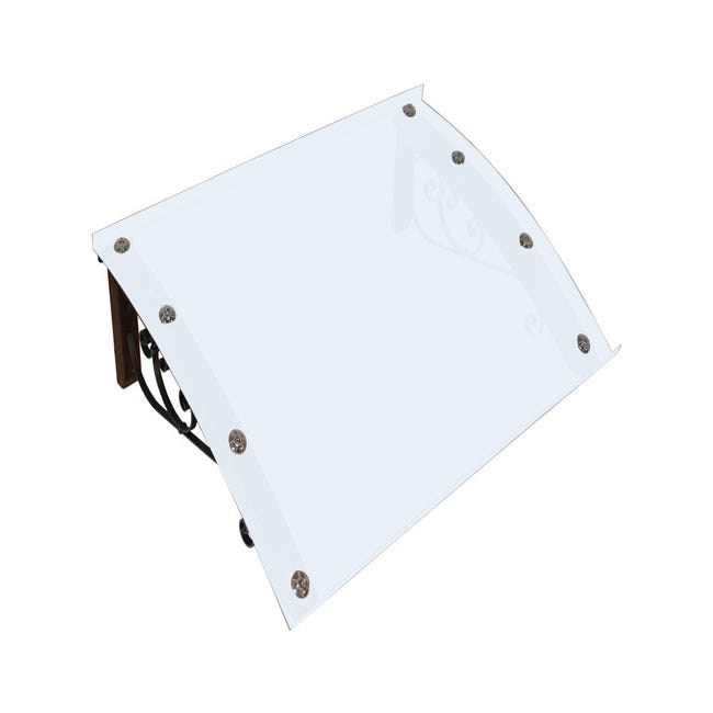 Auvent En Fer Ricciolo Top Transparent - Dimensions 200x100 Cm, Couverture Polycarbonate 3 Mm, Style Classique