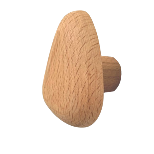 Crochets muraux en bois, 4 pièces, patères robustes en bois naturel, cintres muraux décoratifs en forme de galet pour serviettes et sacs - 5