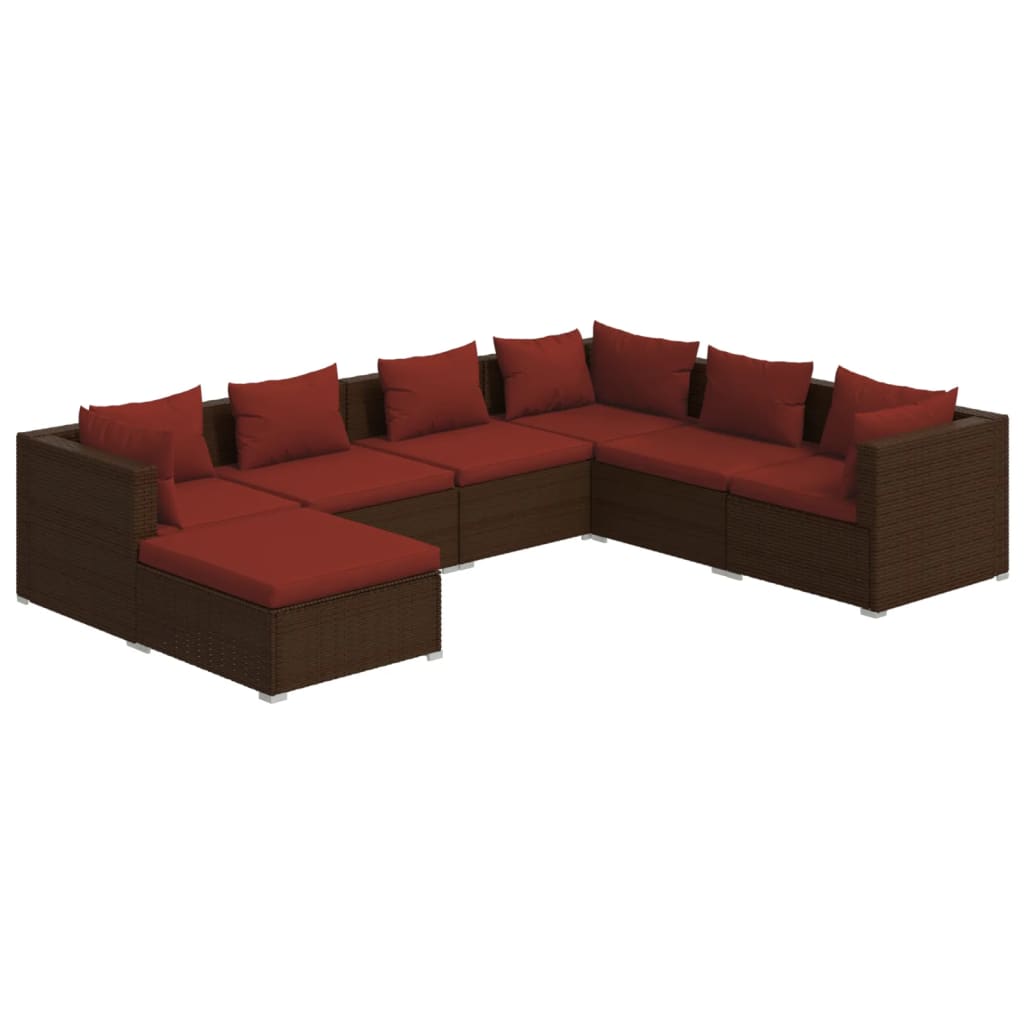 Maison Exclusive - Set Divani da Giardino 7 pz con Cuscini in Polyrattan Marrone - 2