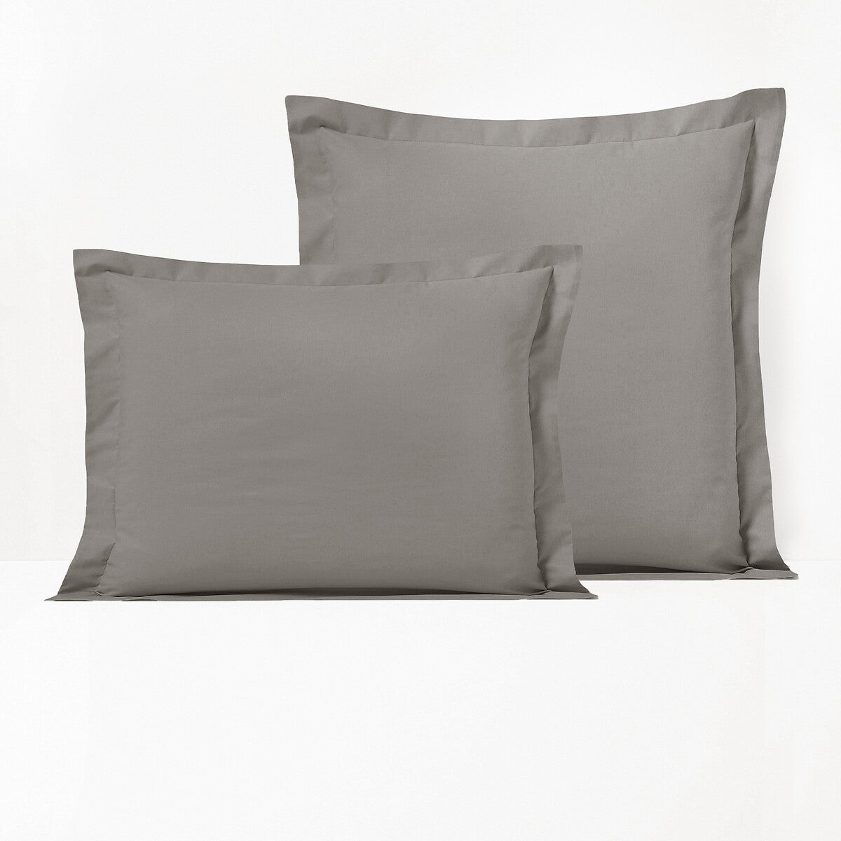 Pure Unie Taies d'Oreiller Coton - Set de 2 - Gris Matinal