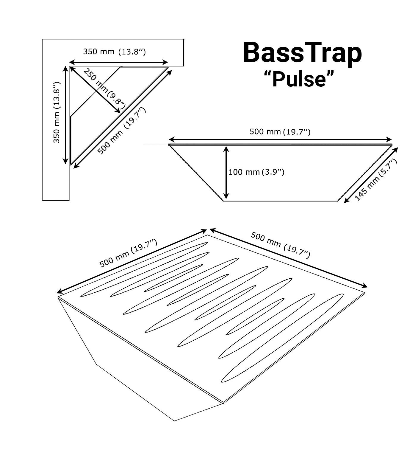 Lot de 4 Pièges à basses PULSE acoustiques insonorisants 50x50x10 cm - Plastique perforé et mousse acoustique - Blanc brilliant - 7