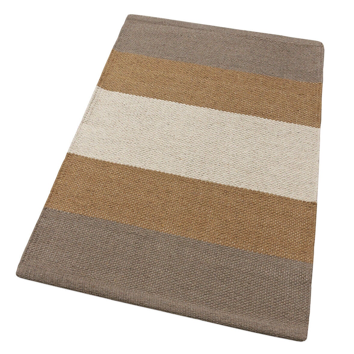 Alfombra de baño cocina 55x180 cm algodón puro suave absorbente lavable tejidas a mano rayas grandes beige