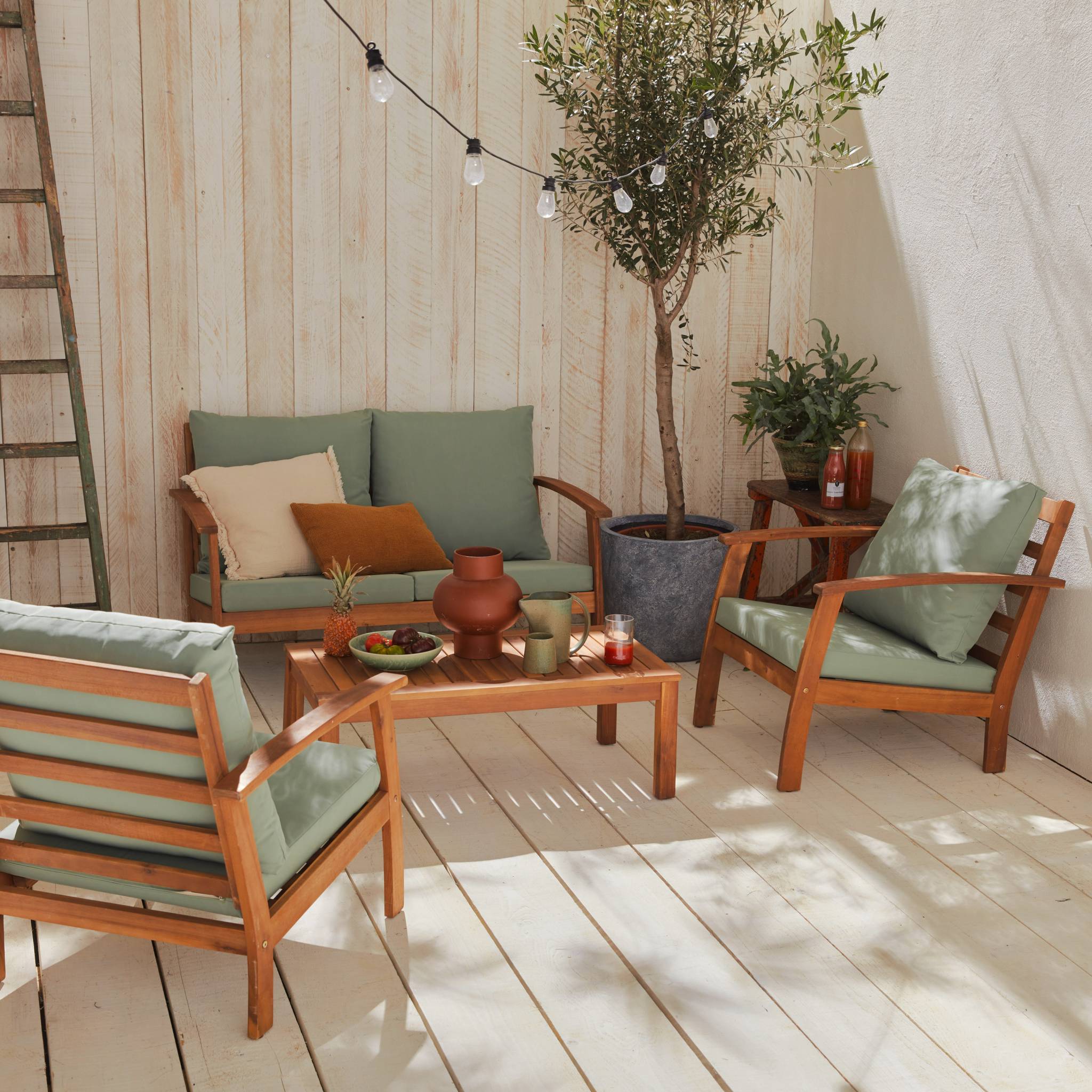 Salon de jardin en Bois Vert 4 personnes - 2