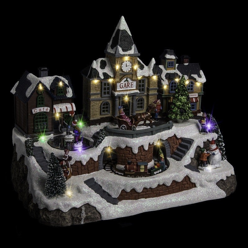 Village lumineux gare et patineurs musical 26 LED - Atmosphera créateur d'intérieur - 4