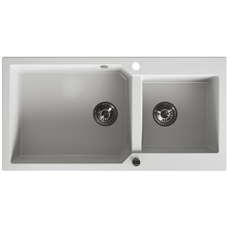 Zlewozmywak Granitowy Dwukomorowy 50x98cm Biały MILOS Laveo