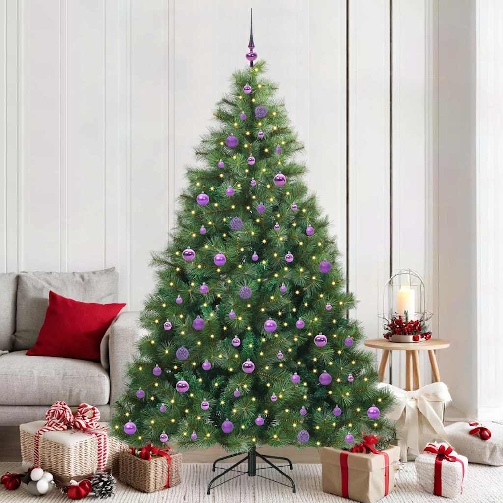 Sztuczna choinka z 300 diodami LED Zielony 210 cm PE i PVC