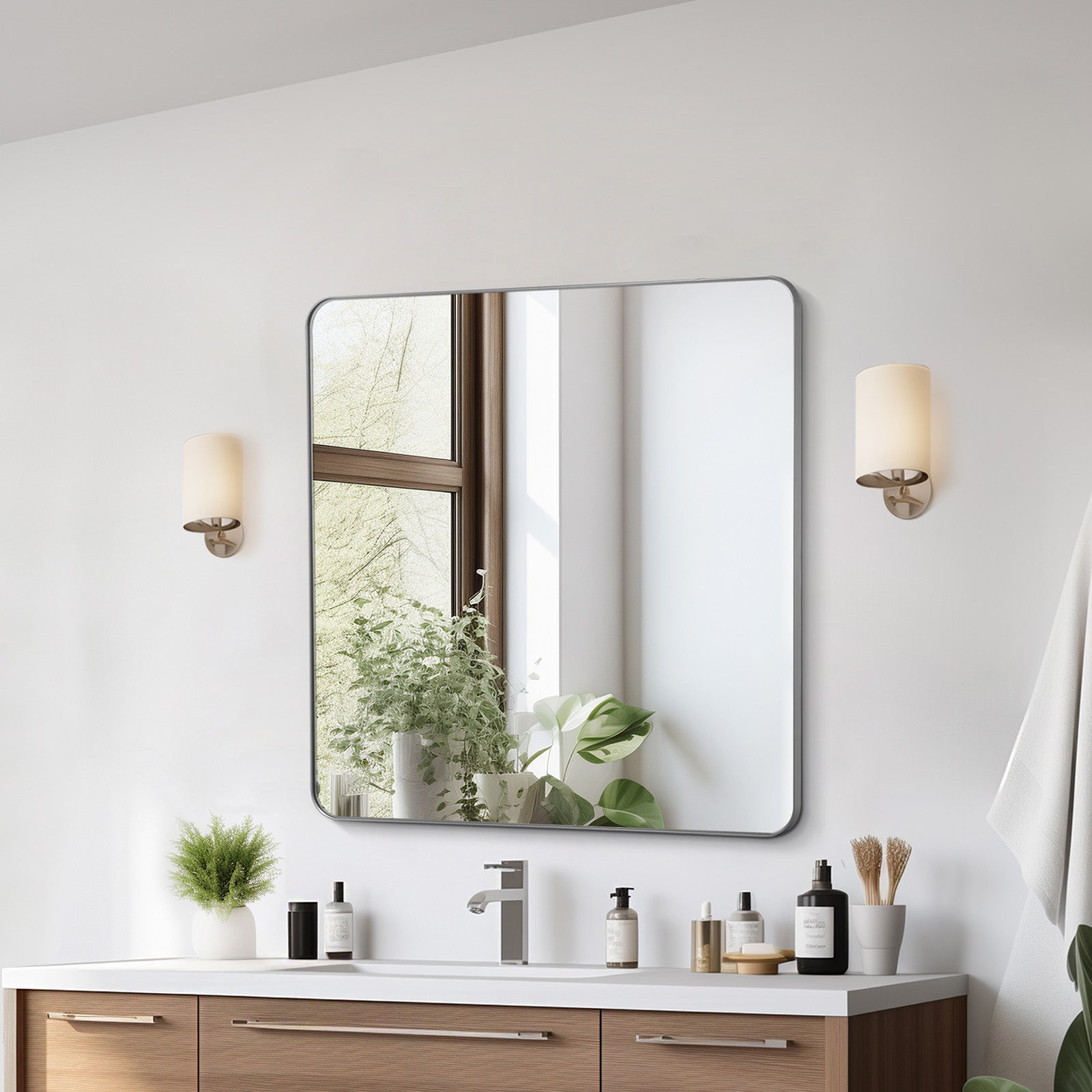 VEVRO Prostokątne lustro ścienne Lustro do makijażu 915x915x25mm Lustro łazienkowe VEVOR