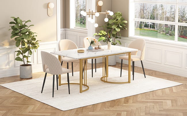 Ensemble de table à manger et deux chaises hautes Helena - 87 x 45 x 89 Ensemble de table à manger et deux chaises hautes Helena - 87 x 45 x 89