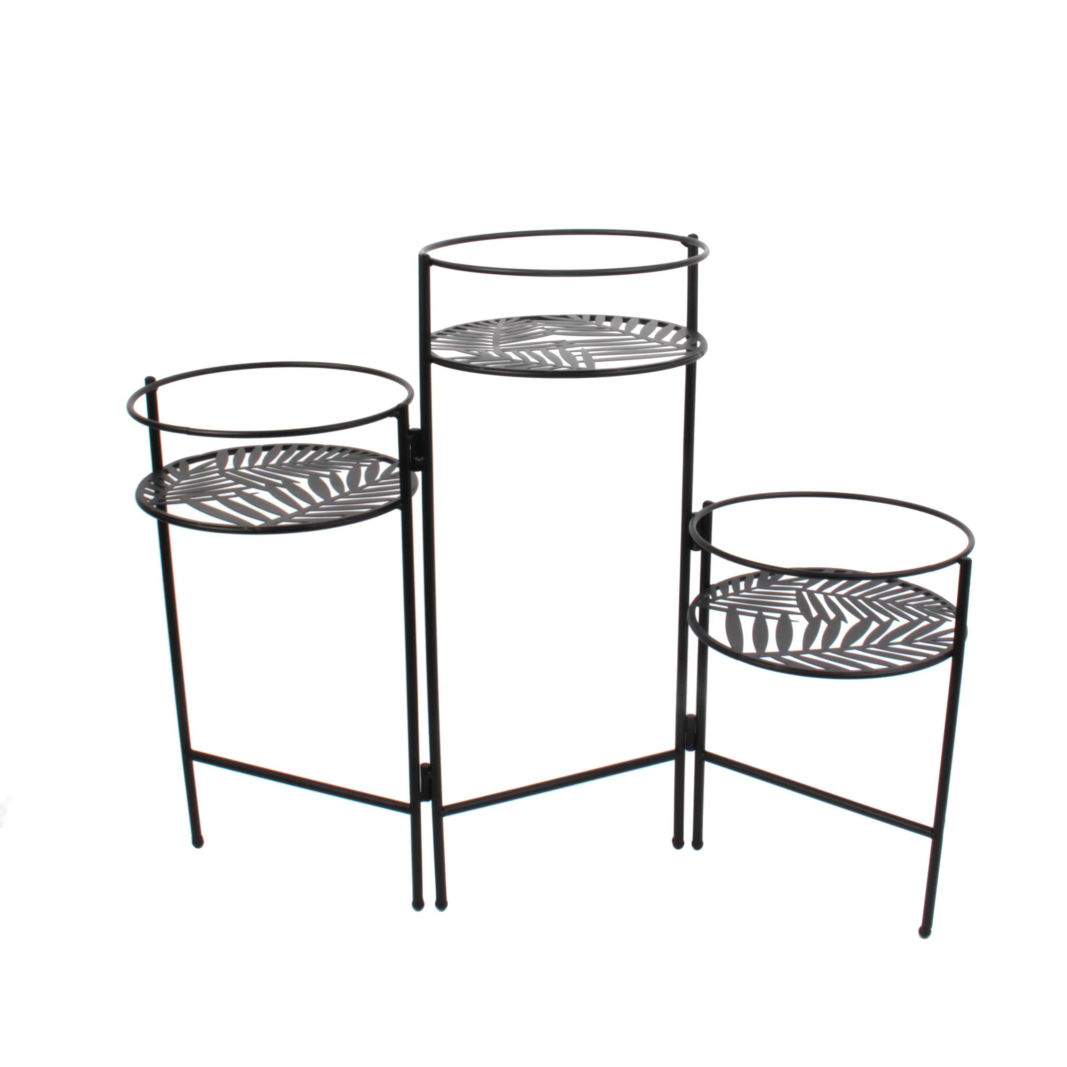 Porte-plantes - Home Deco Factory - Métal - Ajouré - Noir - 3 Plateaux - 2