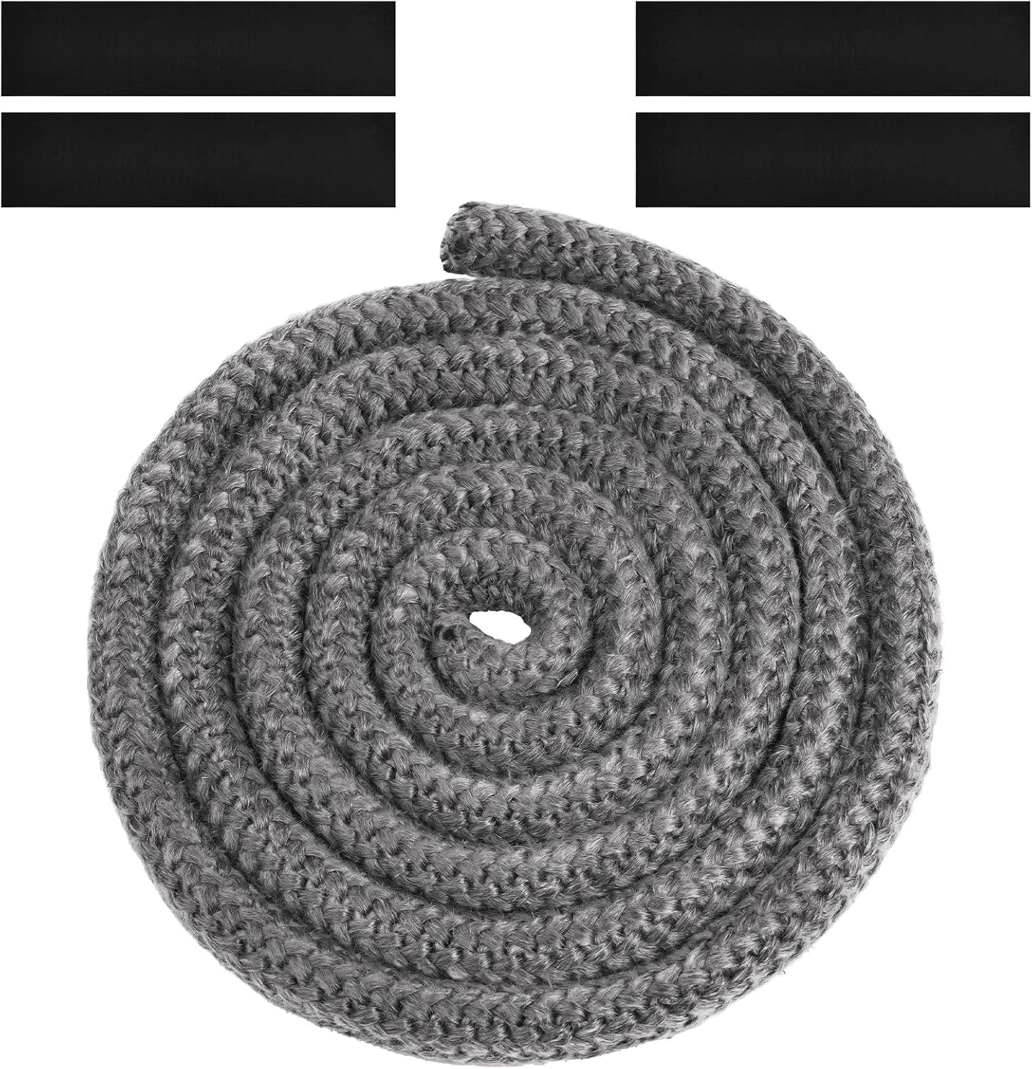 Uszczelka pleciona do wkładu i pieca, 20 mm x 2,5 m, z włókna szklanego, z 4 taśmami, do pieca opalanego drewnem, kominka, ciemnoszara