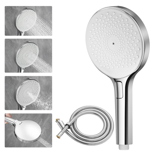 Soffione doccia ad alta pressione,soffione doccia con filtro anticalcare, a risparmio idrico con 4 modalità getto+tubo flessibile1.5 metri,cromato