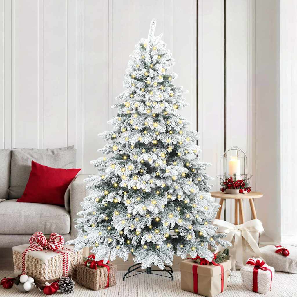 Sztuczna choinka z 300 diodami LED Zielony 180 cm PE i PVC