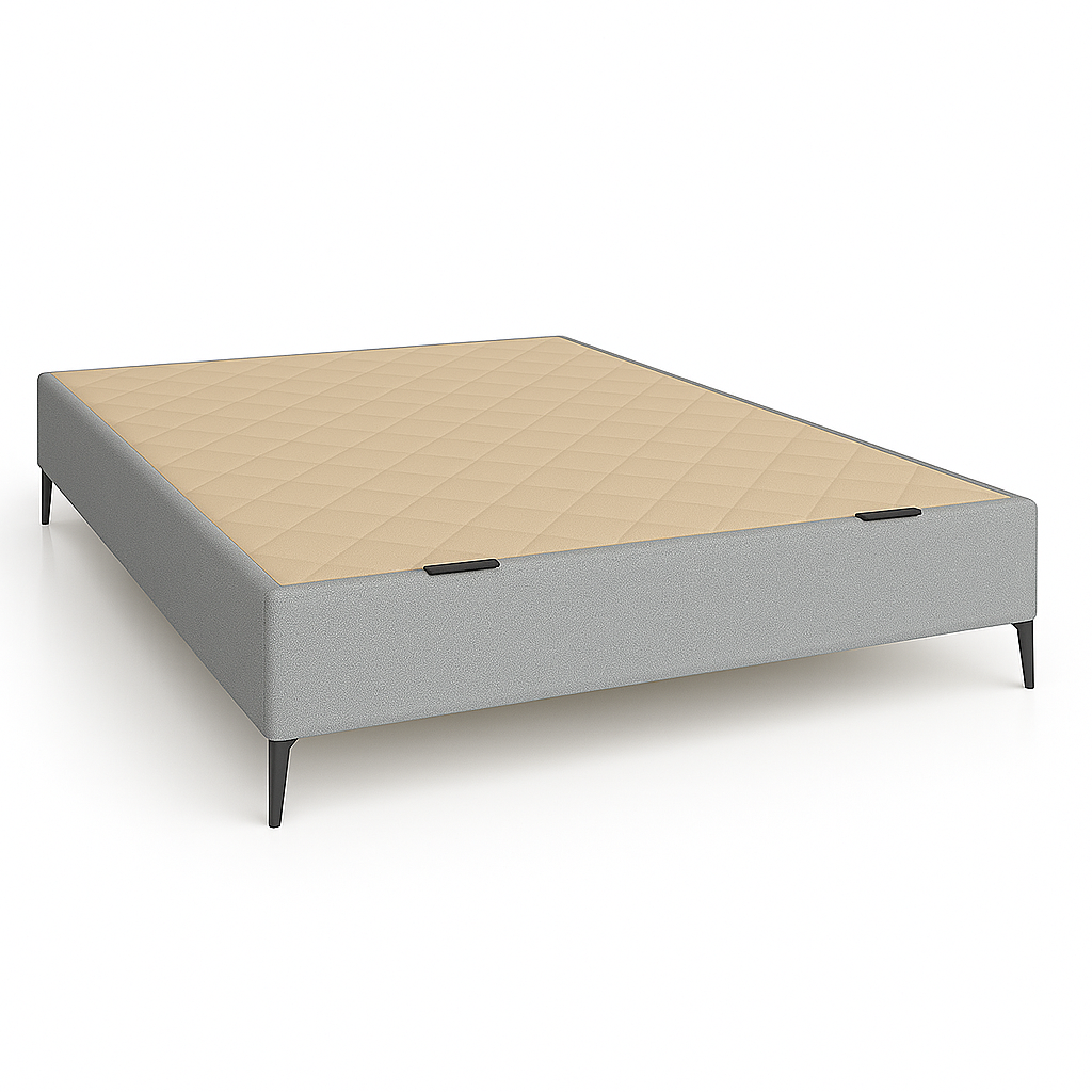 Letto Matrimoniale Imbottito KOMHTOM Con Contenitore Idraulico – Beige, 160x200 Cm, Struttura In Metallo E Legno, Testiera Imbottita, Senza Materasso - 2