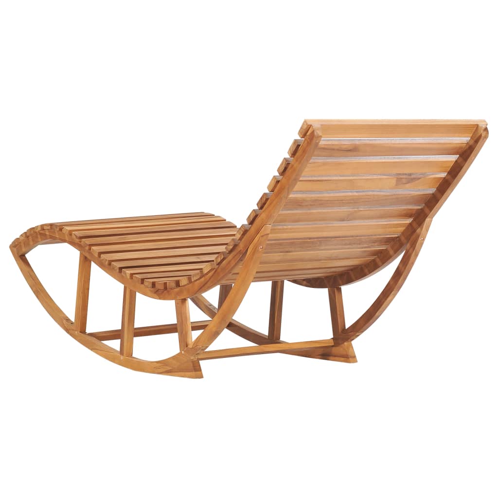 Transat chaise longue bain de soleil lit de jardin terrasse meuble d'extérieur 180 cm à bascule avec coussin bois de tec - 5