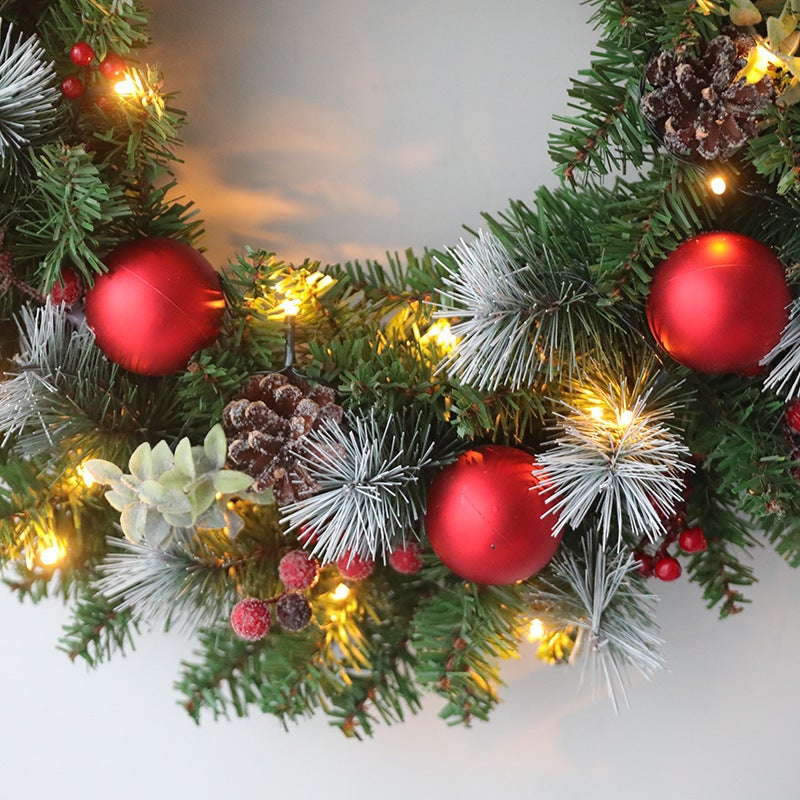 Guirlande de pommes de pin de Noël avec lumières, 30 cm, guirlande artificielle à suspendre, décoration de Noël pour la maison - 3