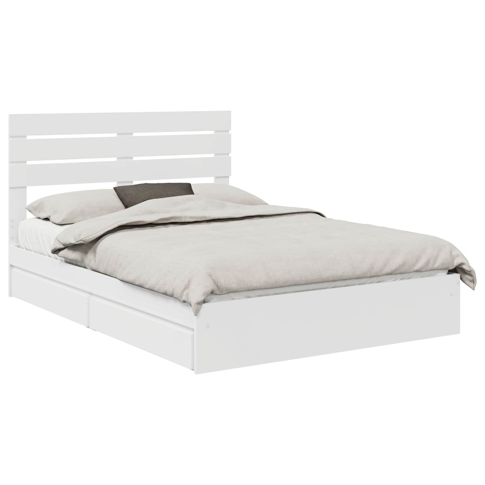 Lit de rangement blanc 160 x 200 cm panneau de bois - 2