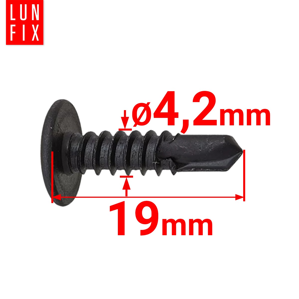 Wkręty do metalu samowiercące fosfatowane z łbem podkładkowym 4,2x19mm 100szt. - 2
