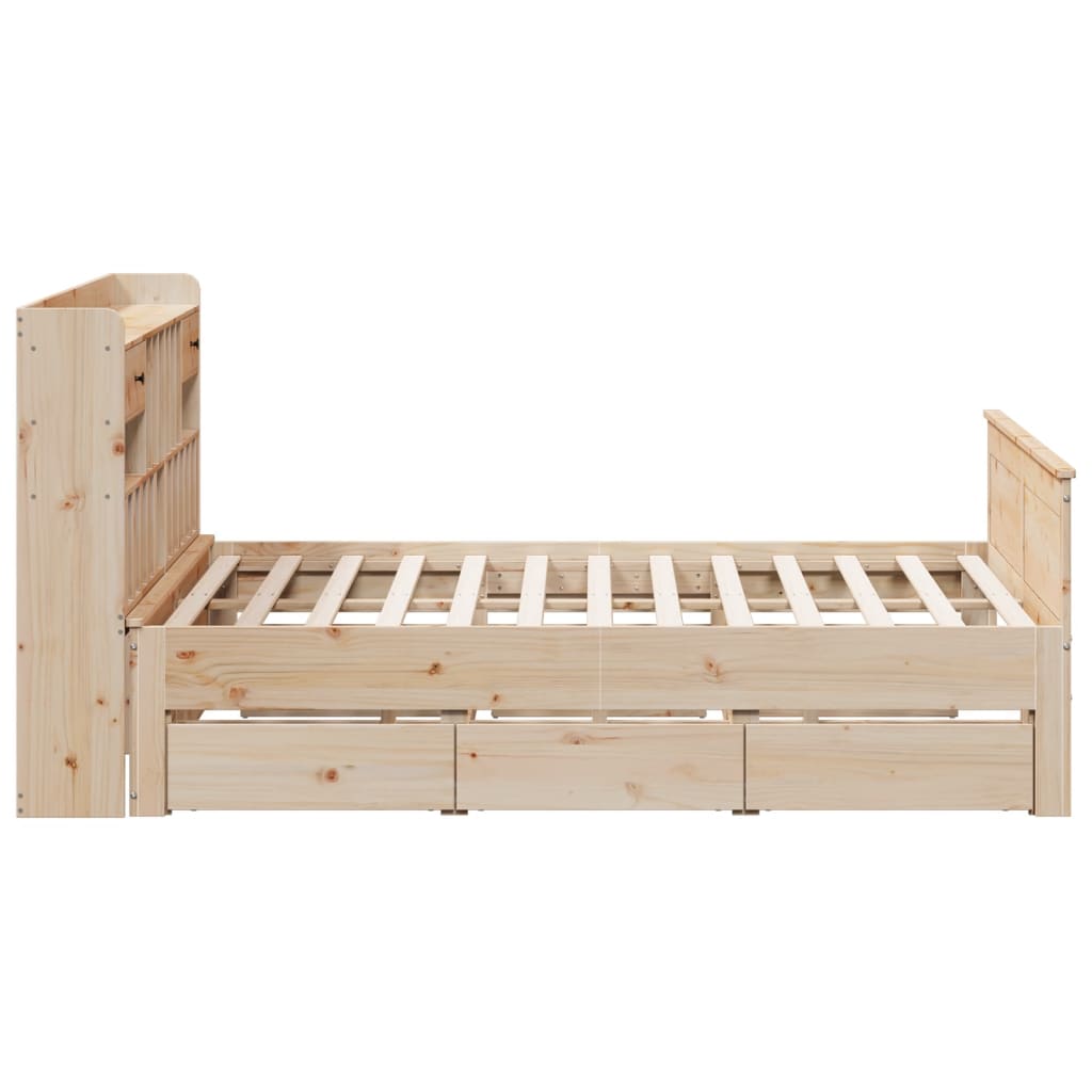 Lit bibliothèque sans matelas en bois massif de pin, pour la chambre, 180 × 200 cm - 5